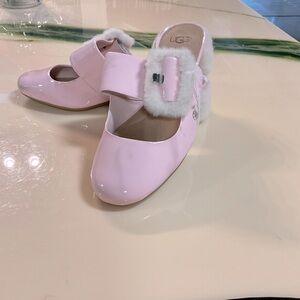 Ugg Hayden faux fur & patent leather Mary Jane mules